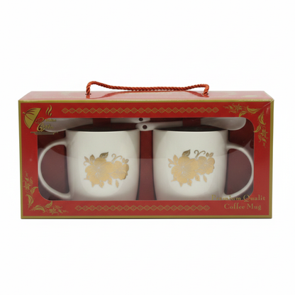 Premium Mug Gift Set in Red Gift Box with Rope Handle