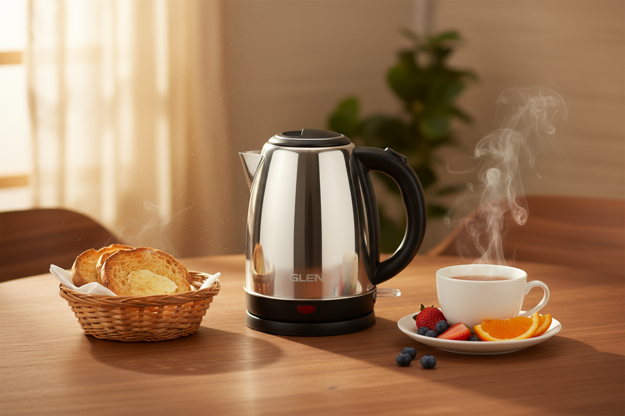 Glen Electric Kettle - Breakfast Table with Toast Fruits and Tea