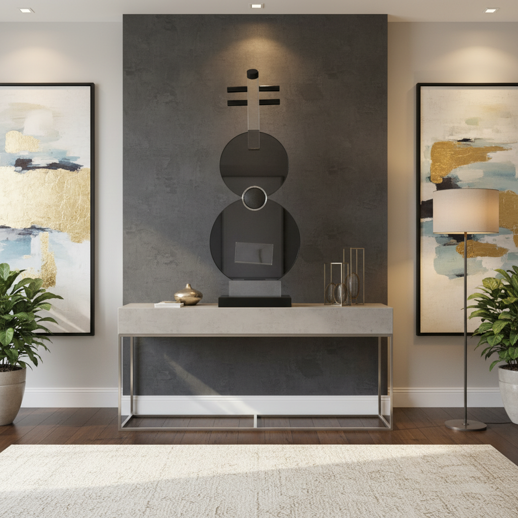 Grey Disc Sculpture - Lifestyle Shot