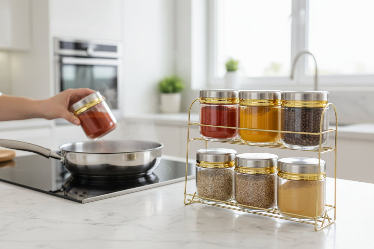 Born Chef Spice Jar Set - Lifestyle In-Use Kitchen