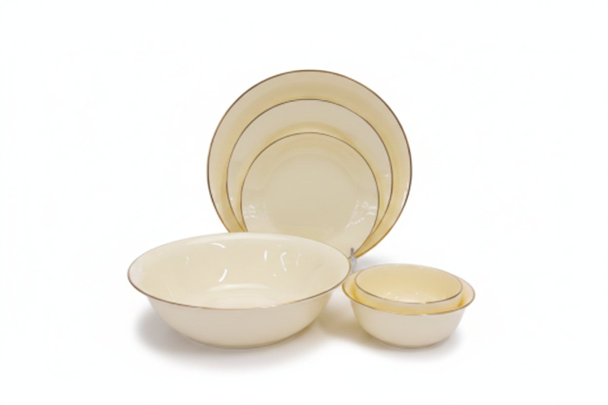 Premium Ceramic Dinner Plate Set - Minimal White Background Studio Shot