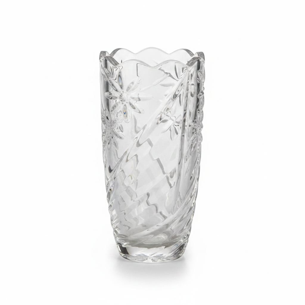 Lang Xu Floral Cut Crystal Glass Vase – White Background Hero
