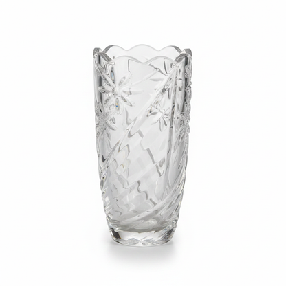 Lang Xu Floral Cut Crystal Glass Vase – White Background Hero
