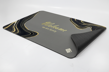 Welcome We Are Family Door Mat - Angled View Thickness and Base