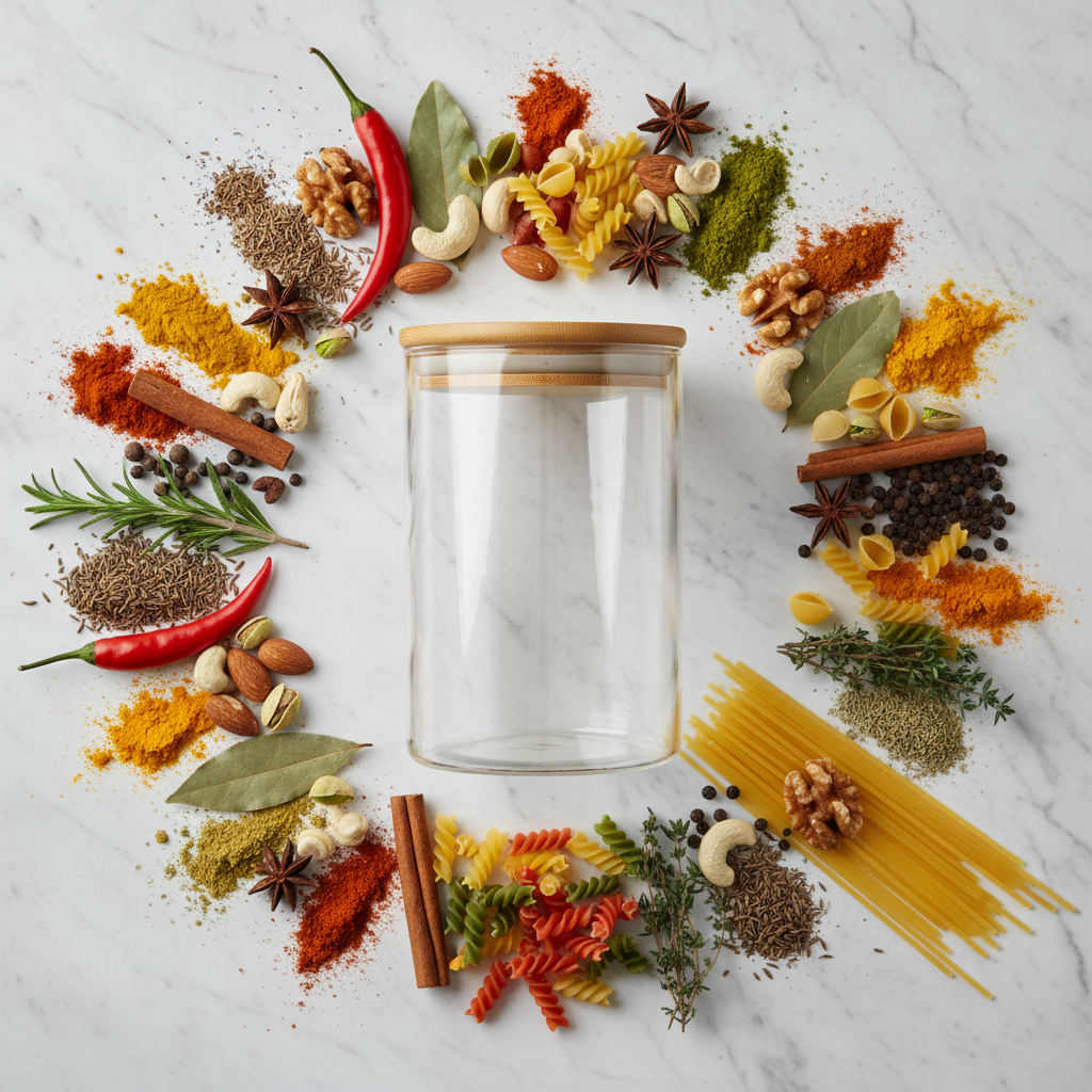 Sanjeev Kapoor Delight Glass Jar - Flat Lay Overhead