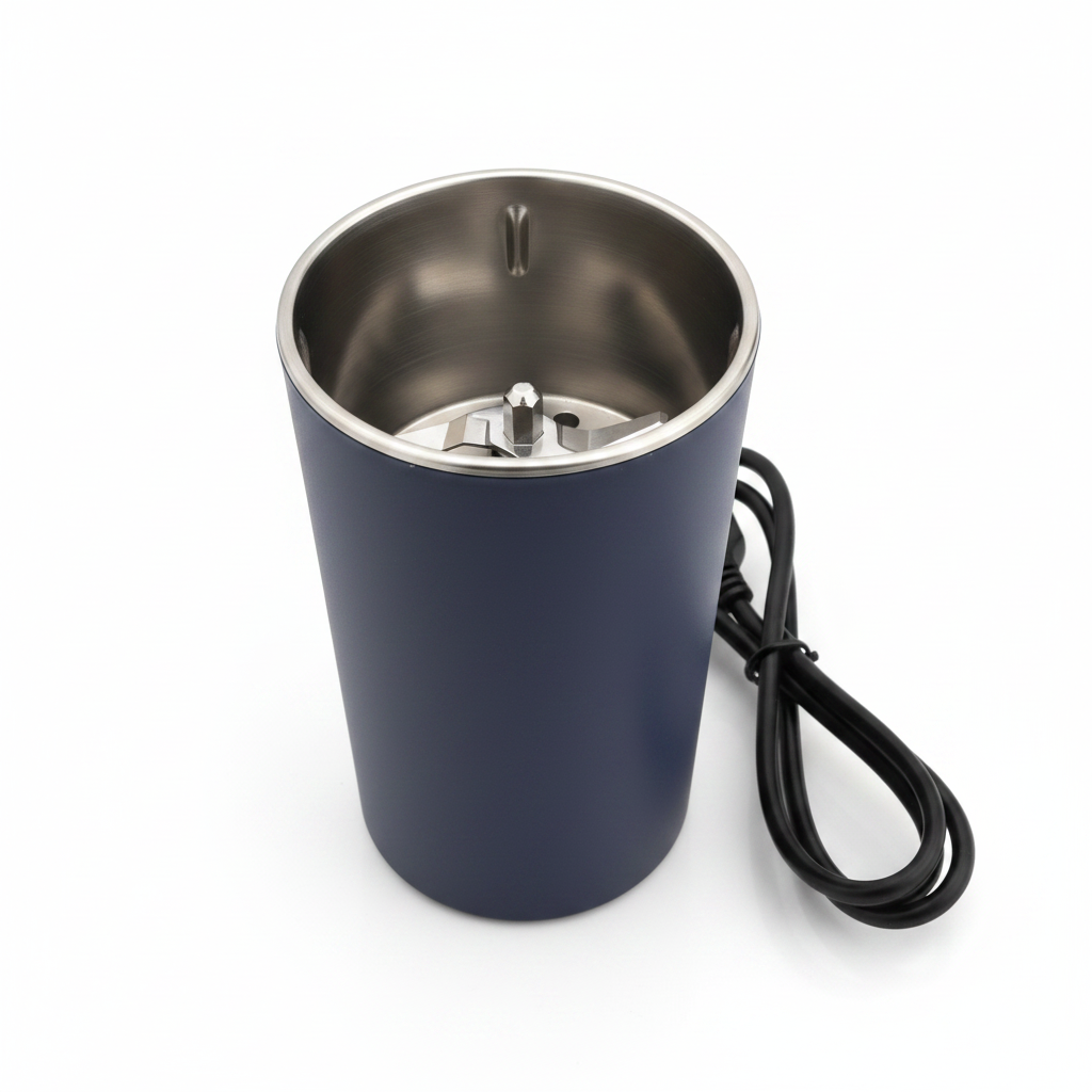 Lid open showing grinding chamber white background