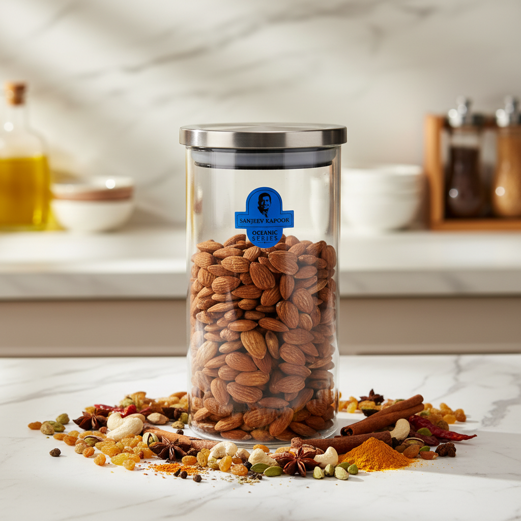 Sanjeev Kapoor Classic Glass Jar - Lifestyle Marble Countertop