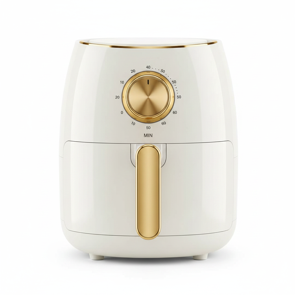 Cream gold air fryer - front view white background