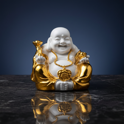 Sitting Laughing Buddha Figurine – 3/4 Angle View