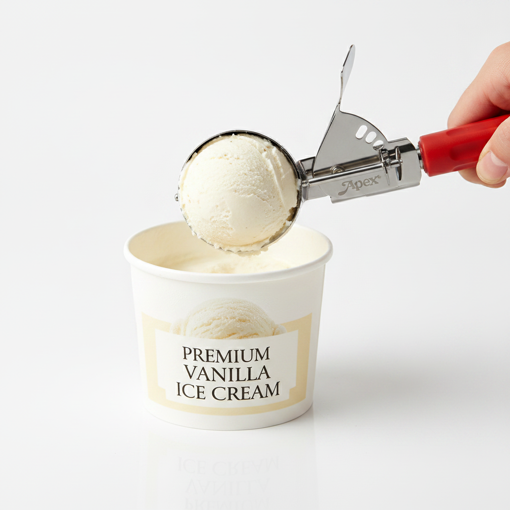 Apex Ice Cream Scooper - Scooping Vanilla Ice Cream