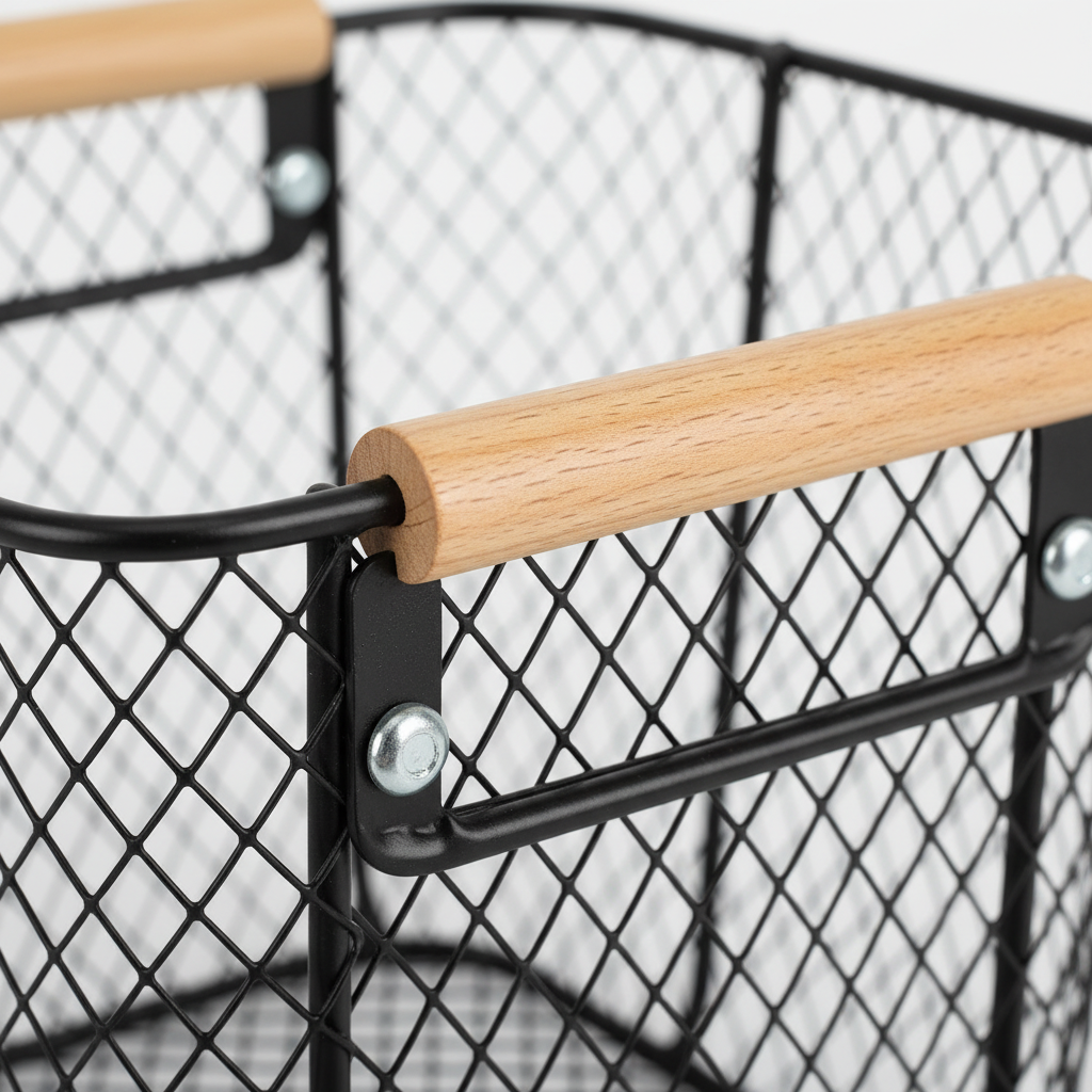 Black Mesh Basket - Close-up Mesh & Handle
