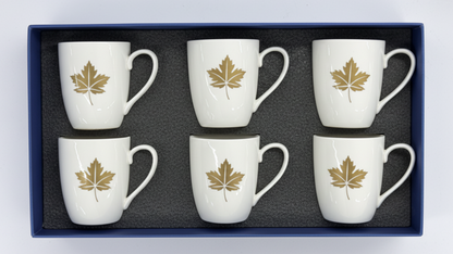 BORN Chef Gold Maple Leaf Mug Set of 6 in Gift Box