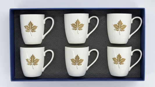 BORN Chef Gold Maple Leaf Mug Set of 6 in Gift Box