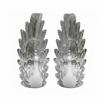 Silver Peacock Figurine - Front View