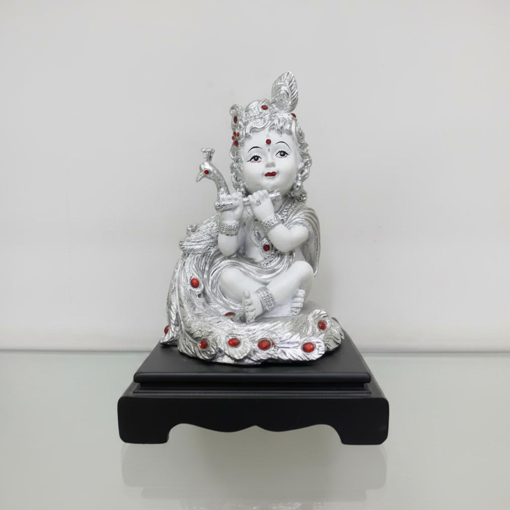 Silver Bal Gopal Idol Front View