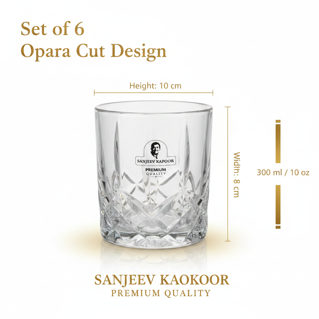 Sanjeev Kapoor Opara Whiskey Glass Set - Size Chart