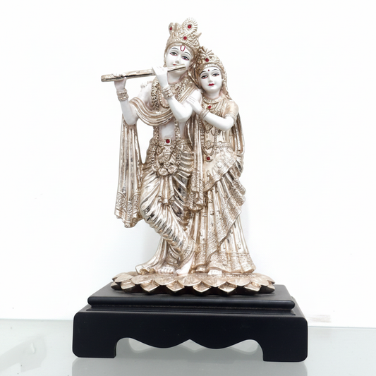 Silver Radha Krishna Idol Front View