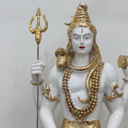 Gold trishul rudraksha mala lotus base close up detail