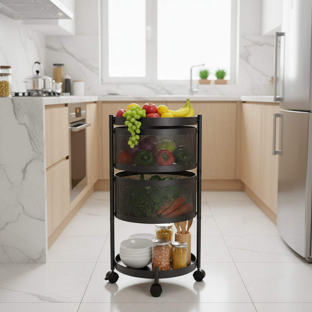 3-Tier Rolling Trolley - Kitchen Lifestyle