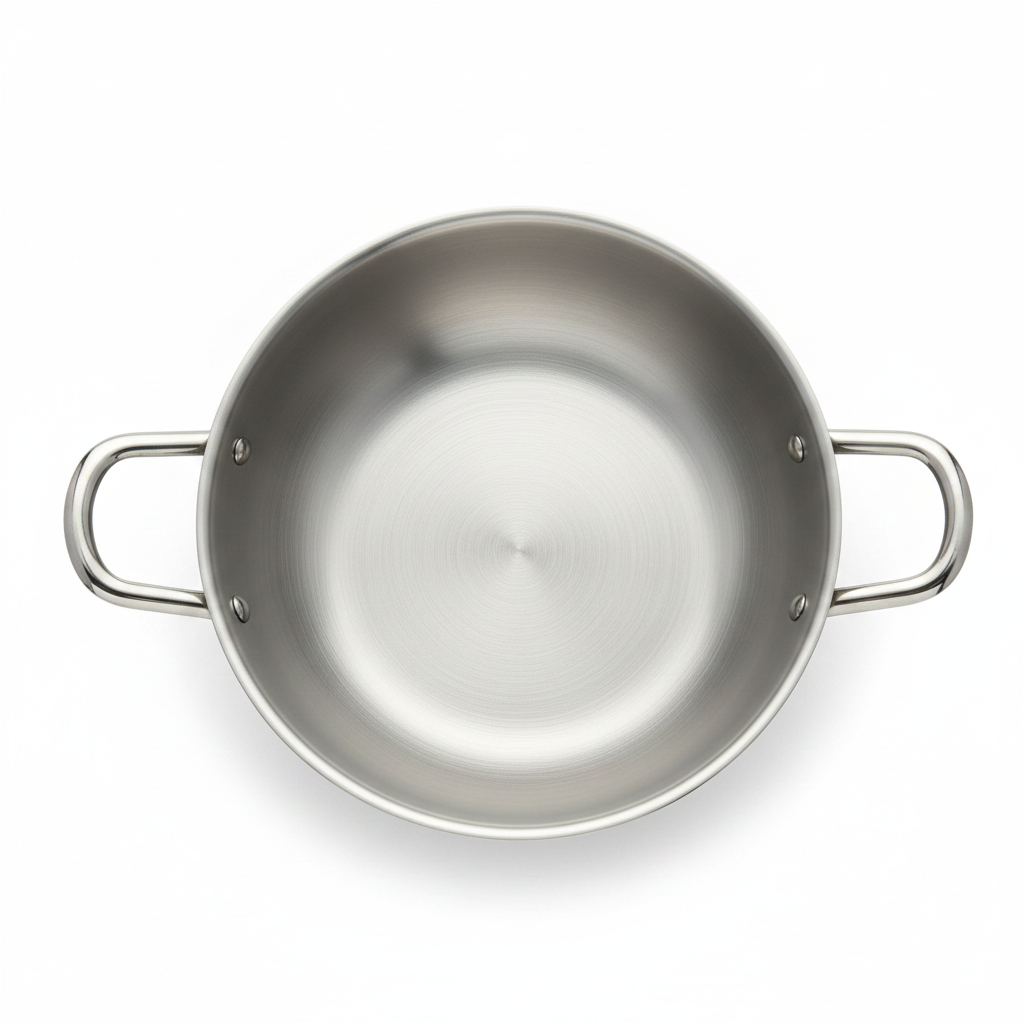 Born Chef Stainless Steel Kadai 24cm – Interior Top View White Background