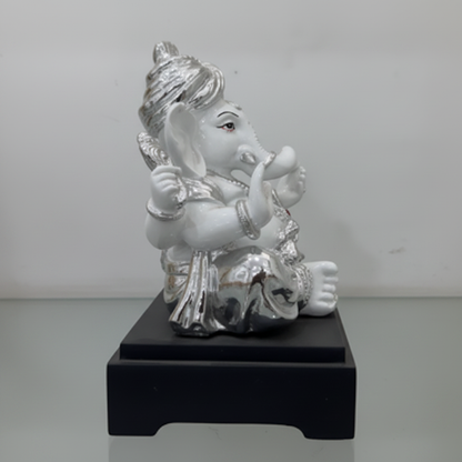 Silver Ganesha Idol Right Side Profile