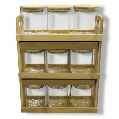 Born Chef BC-2115 Bamboo Rack Top View - White Background