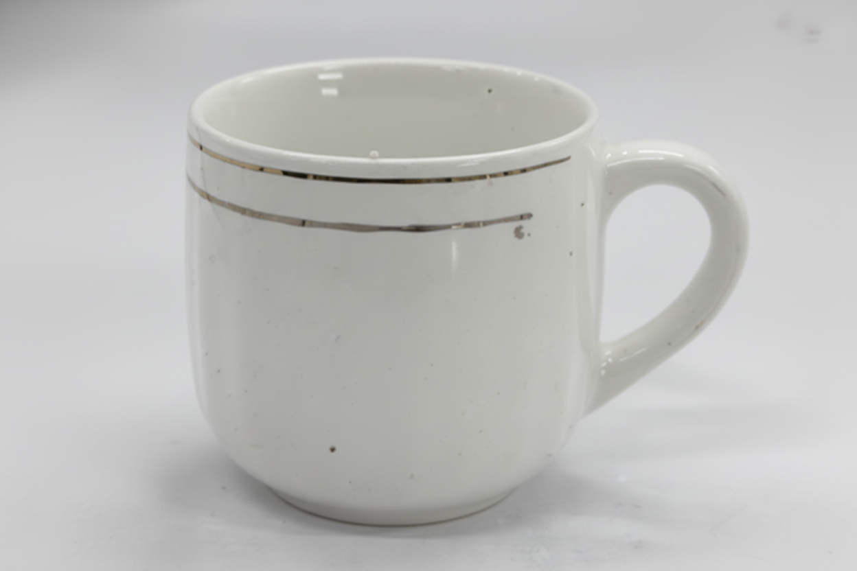 Born Chef White Ceramic Mug Silver Stripe Lines White Background Front View