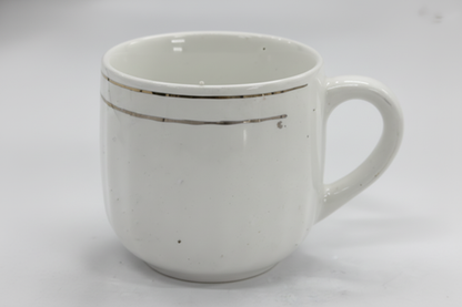 Born Chef White Ceramic Mug Silver Stripe Lines White Background Front View