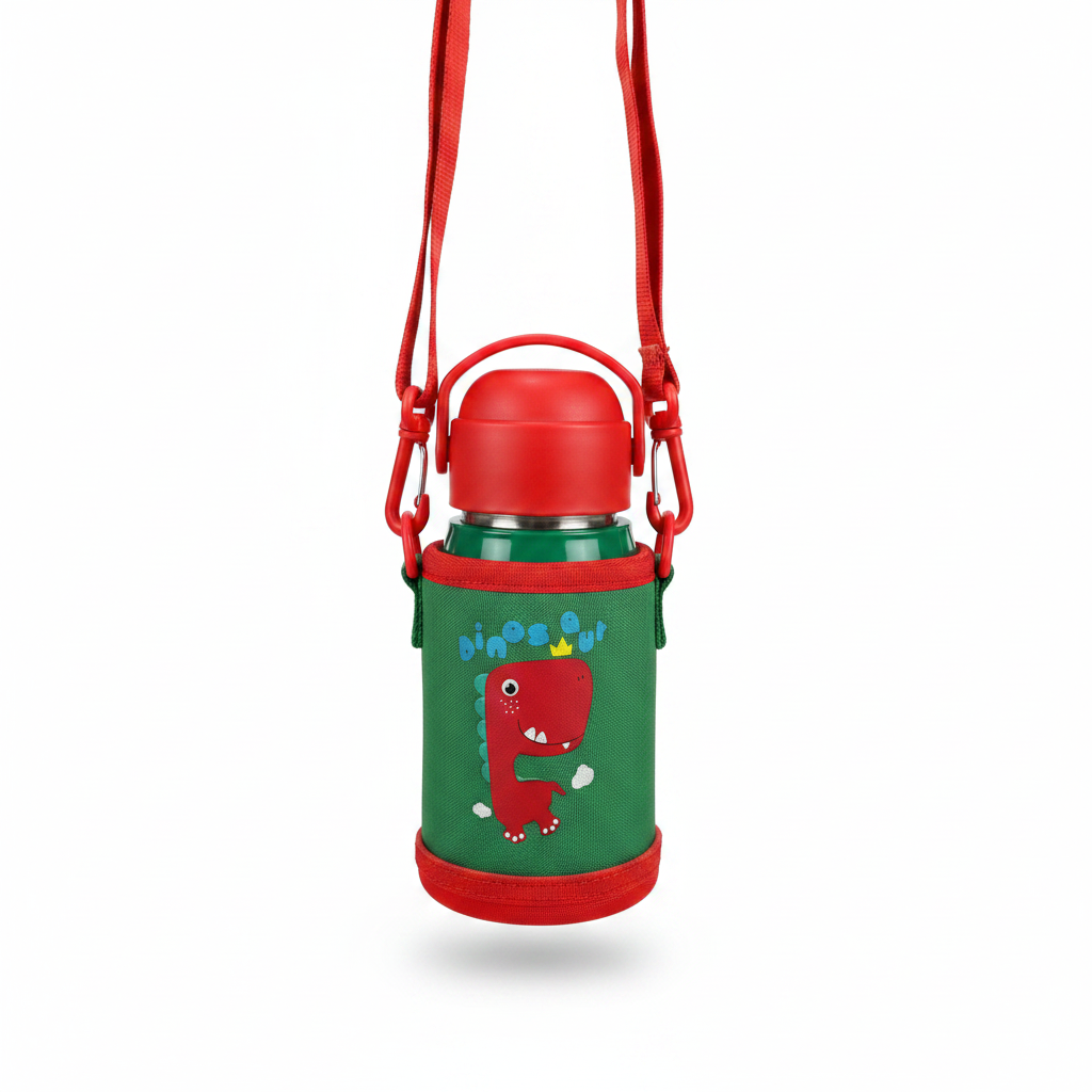 Kids Dino Bottle with Carrier Bag - White Background