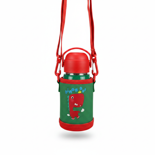 Kids Dino Bottle with Carrier Bag - White Background