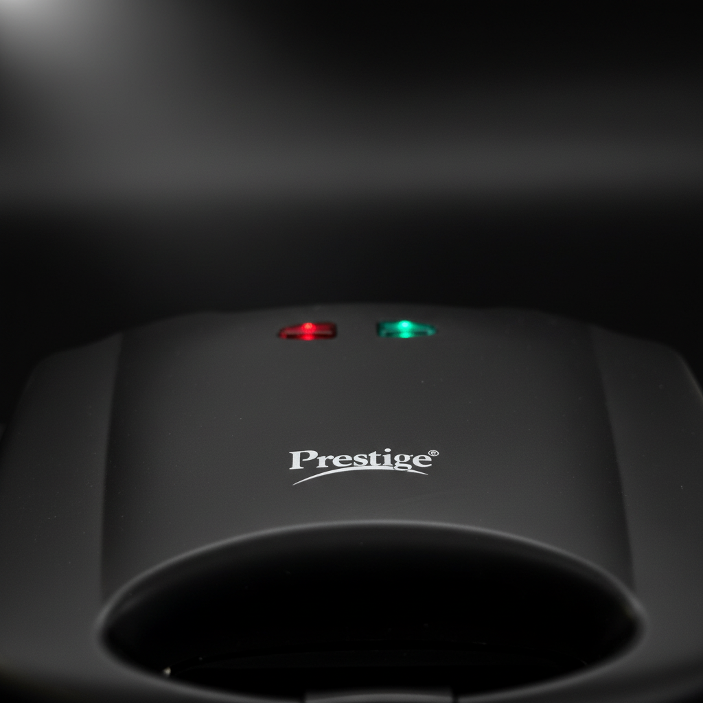 Prestige sandwich maker - close-up dual indicator lights and logo