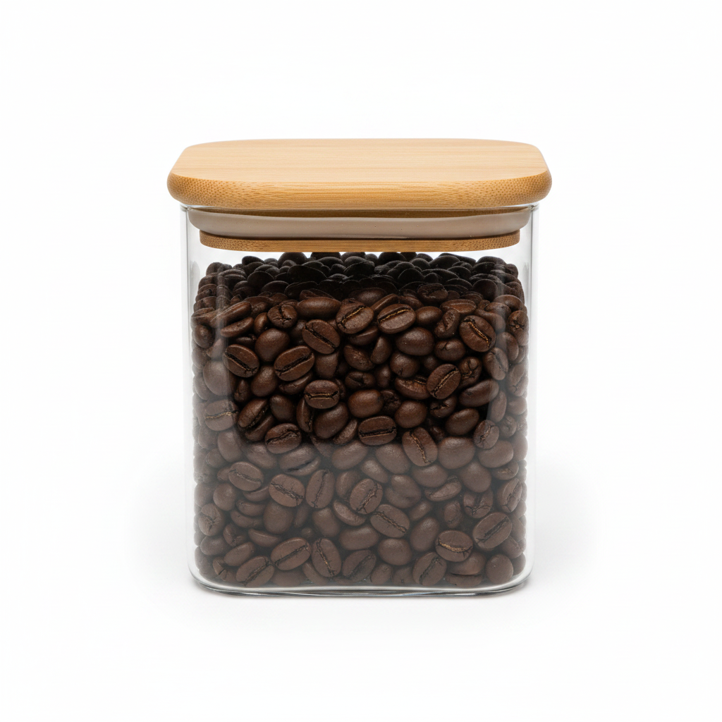 Sanjeev Kapoor DELIGHT jar - white background with coffee beans