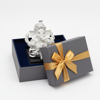 Silver Ganesha Idol Gift Box Presentation