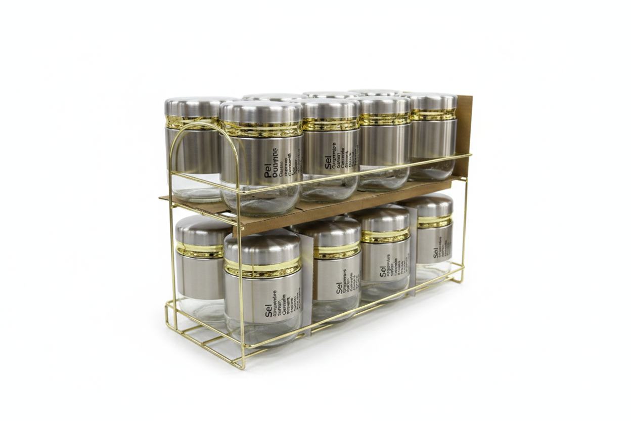 Gold Metal Rack Side Angle View