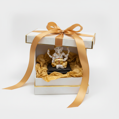 Gold White Ganesha Gift Box Presentation