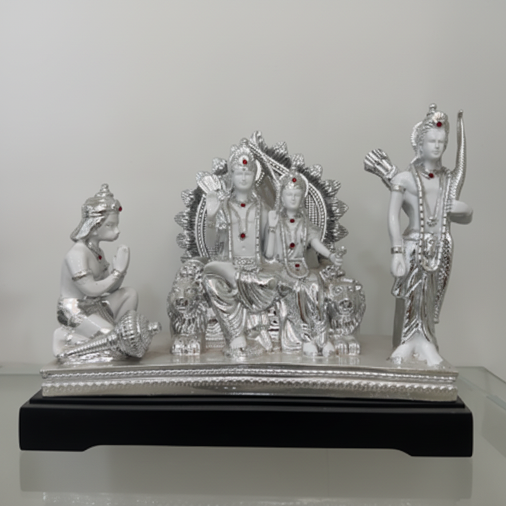 Silver Ram Darbar Murti front view