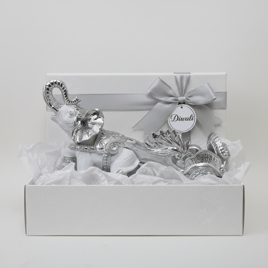 Elephant chariot figurine in festive gift packaging
