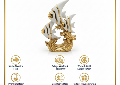 White gold angel fish figurine benefits infographic Amazon India