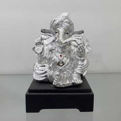 Silver Ganesha Idol Front View