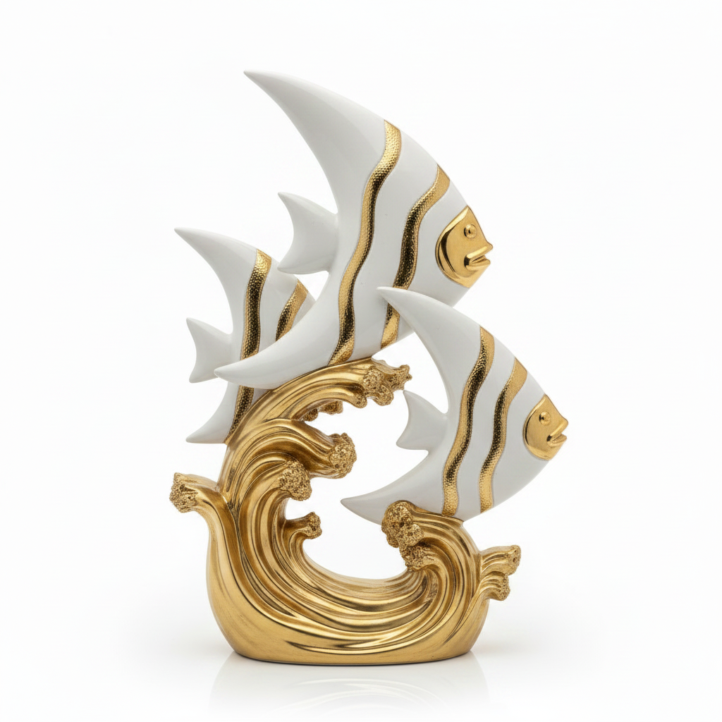 White gold angel fish figurine side profile