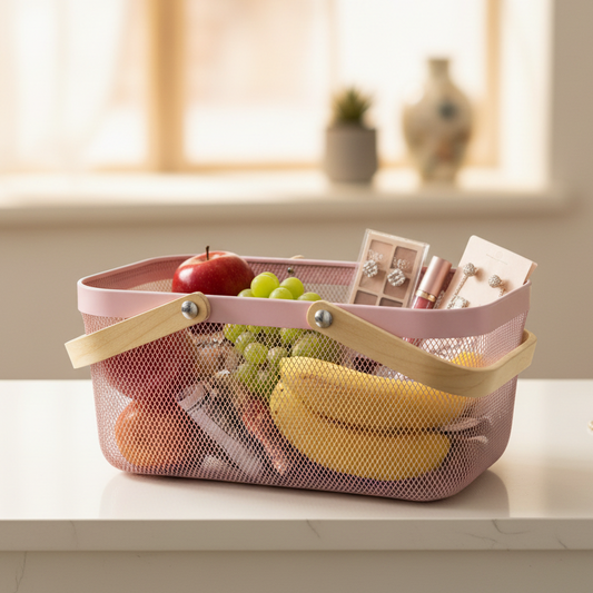 Pink Mesh Basket - Home Decor Lifestyle