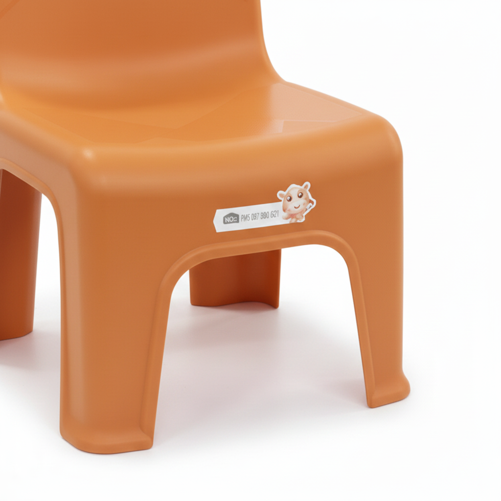 Orange kids chair close up build quality detail