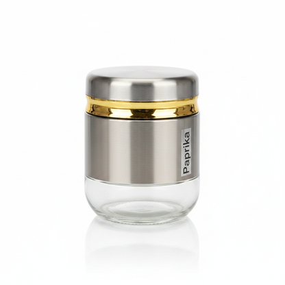 Born Chef Spice Jar - Steel Gold Lid Close-up Detail