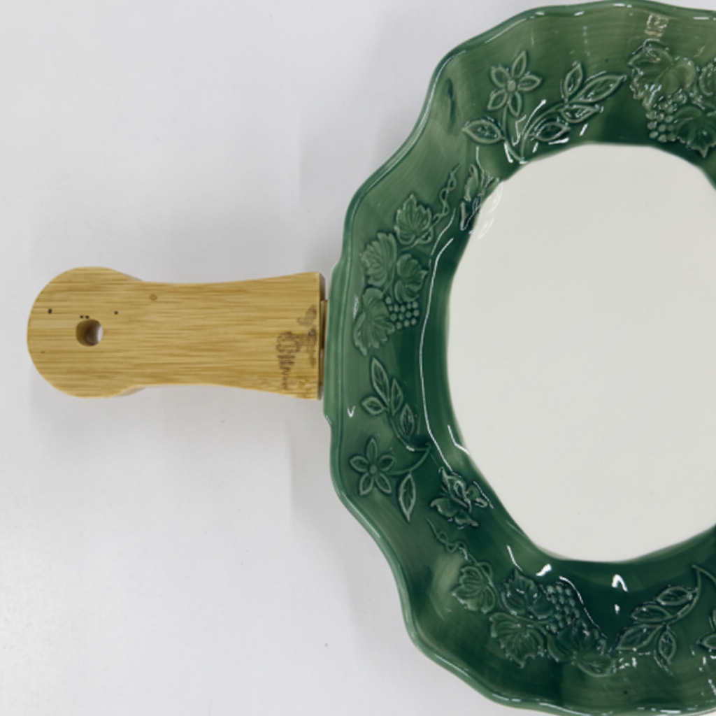 Fusion Snack Dish Green Wavy - Floral Detail Close Up