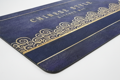 Chinese Style Kitchen Mat - Angled View Thickness and Base