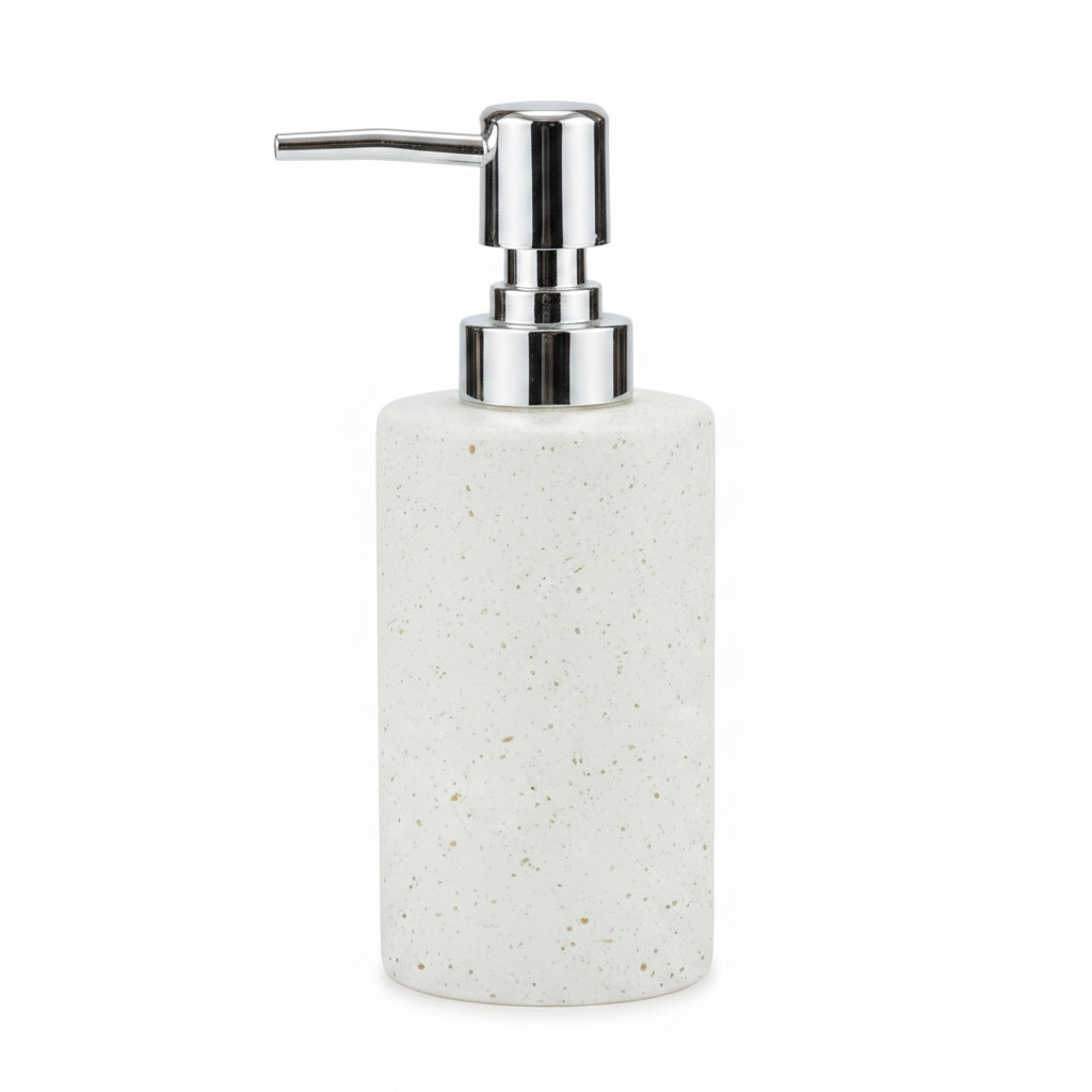 White Speckled Soap Dispenser - Front View