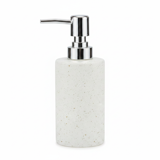 White Speckled Soap Dispenser - Front View