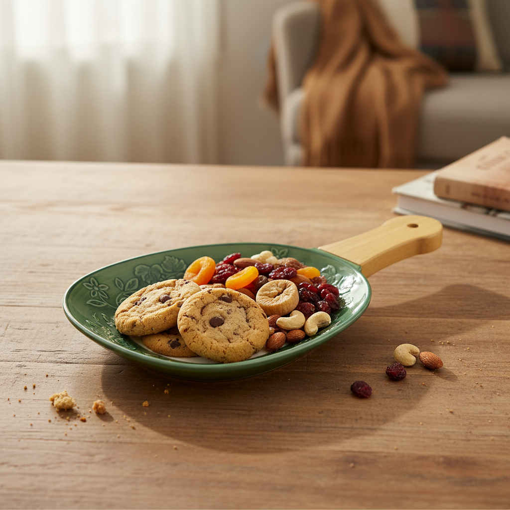 Fusion Snack Dish Green - Lifestyle Shot with Snacks