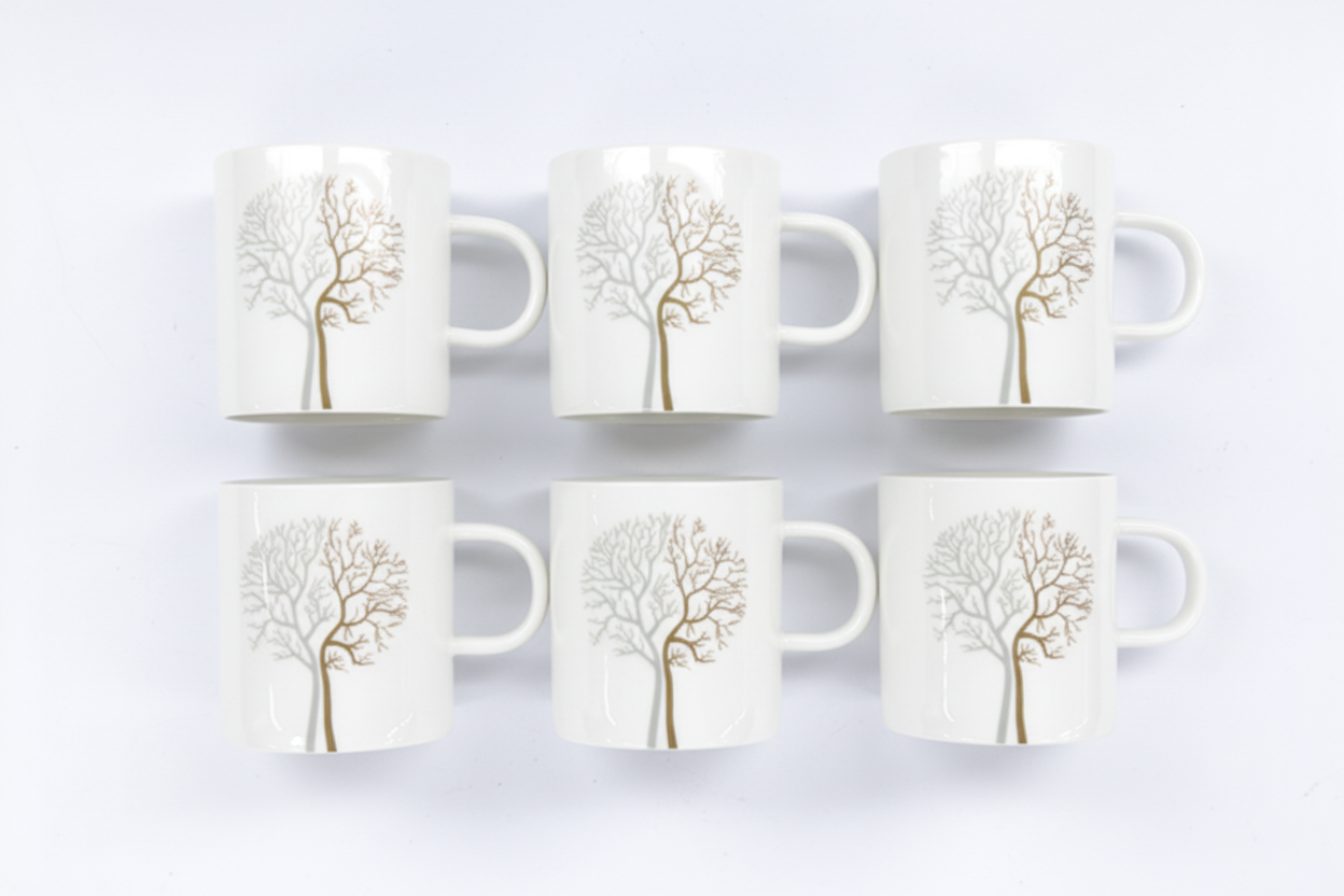 BORN Chef White Tree Mug Set of 6 White Background