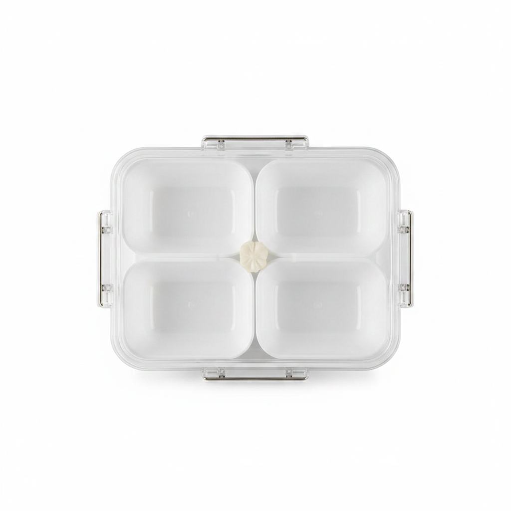 Clear Lunch Box - White Background Top View